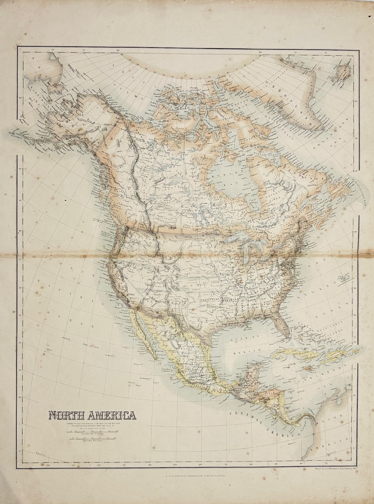 Original Antique Map - J. Macpherson - North America - Fullarton, A. & Co - G3