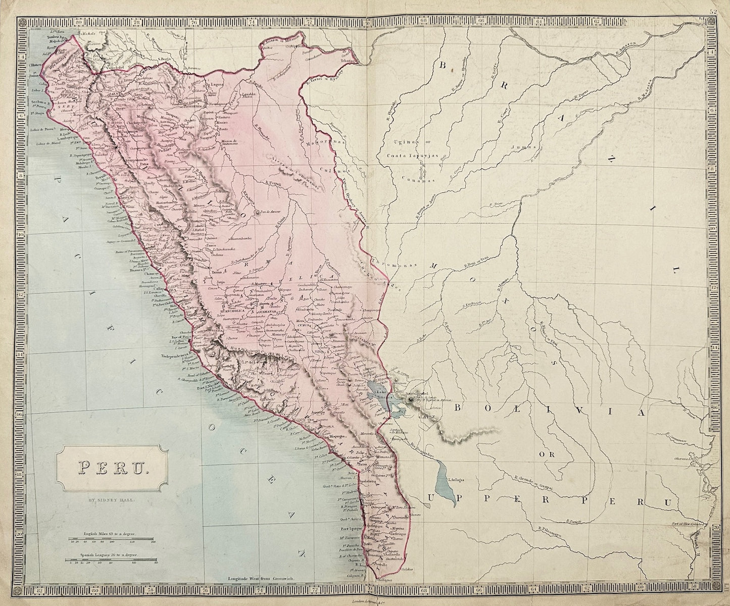 Original Antique Map - Sidney Hall - Peru and Ecuador - Pacific Ocean - G3