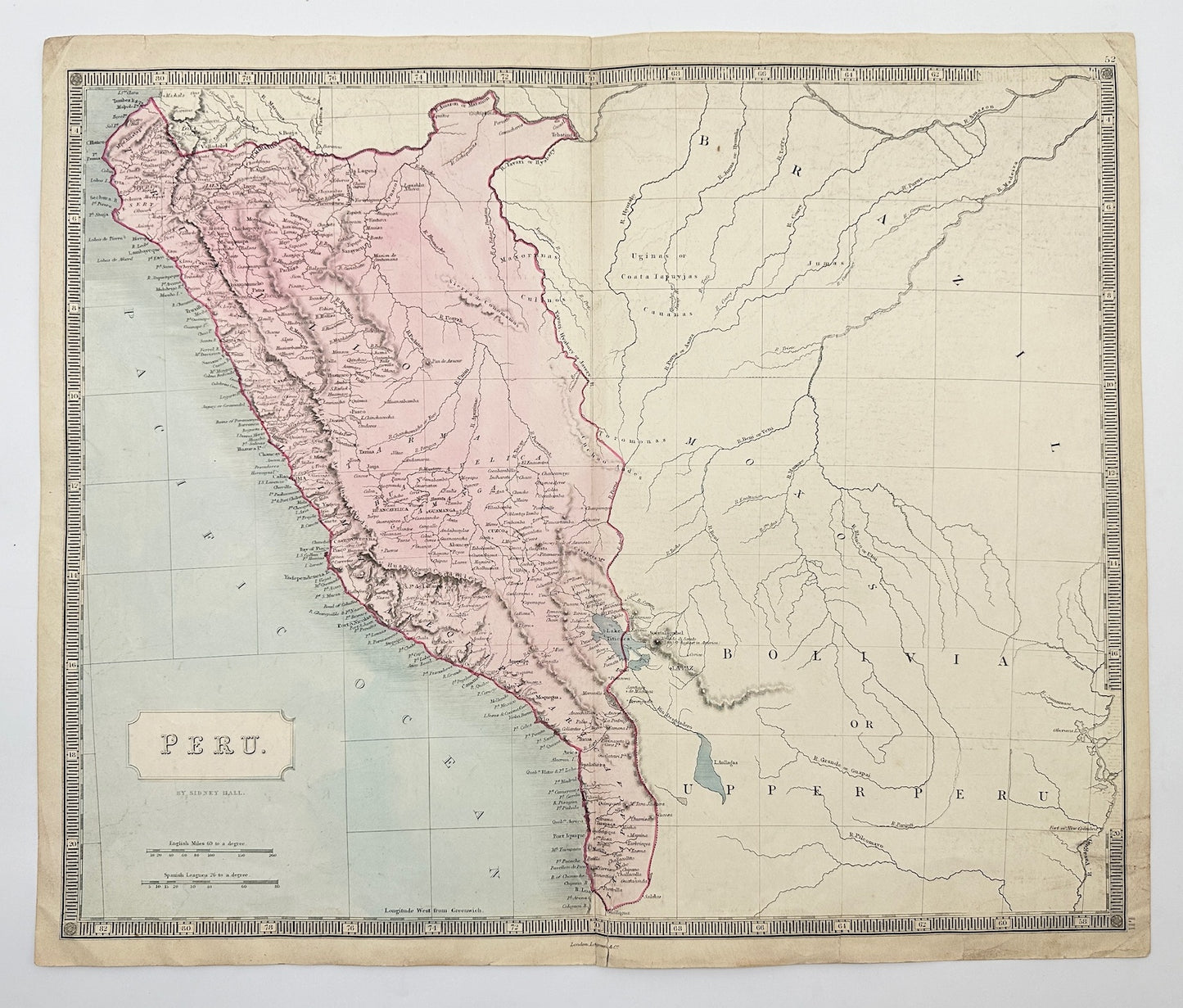 Original Antique Map - Sidney Hall - Peru and Ecuador - Pacific Ocean - G3