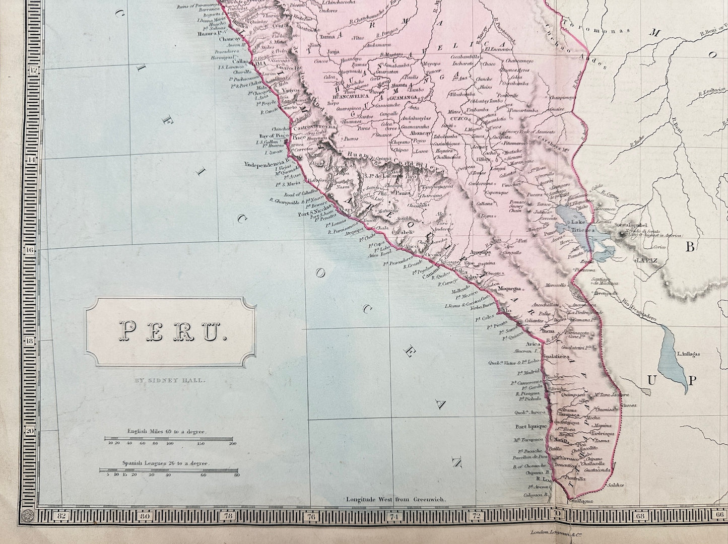 Original Antique Map - Sidney Hall - Peru and Ecuador - Pacific Ocean - G3