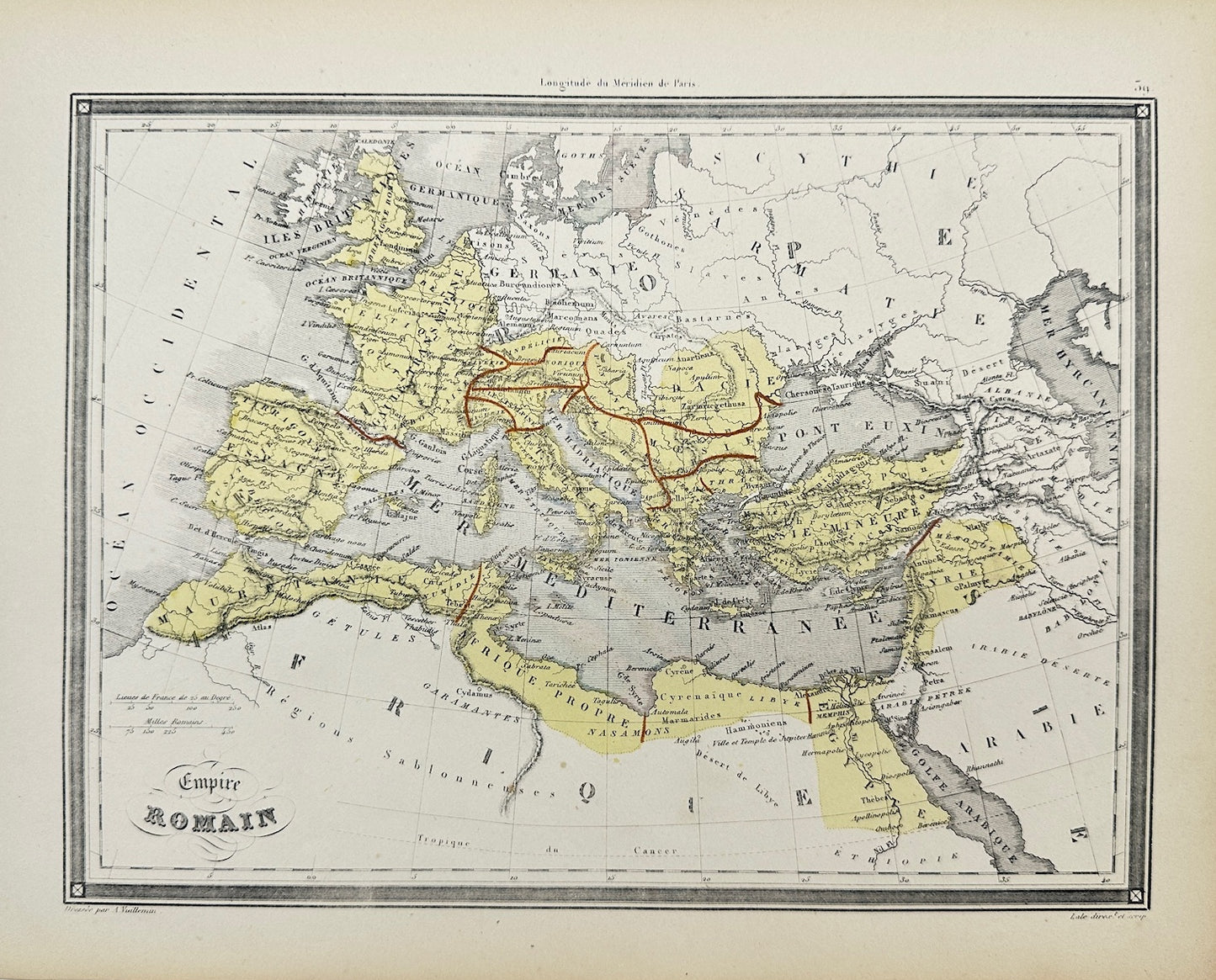 Original Antique Map - Felix Delamarche - The Roman Empire - Italy - G3