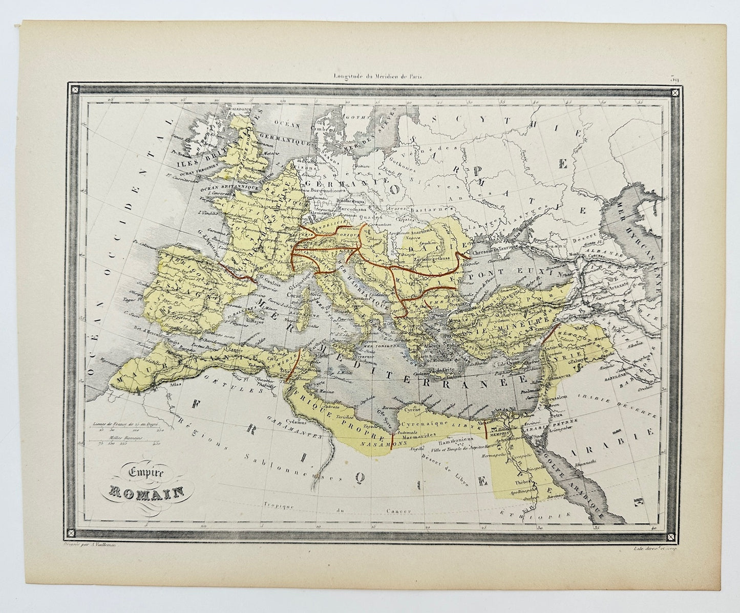 Original Antique Map - Felix Delamarche - The Roman Empire - Italy - G3