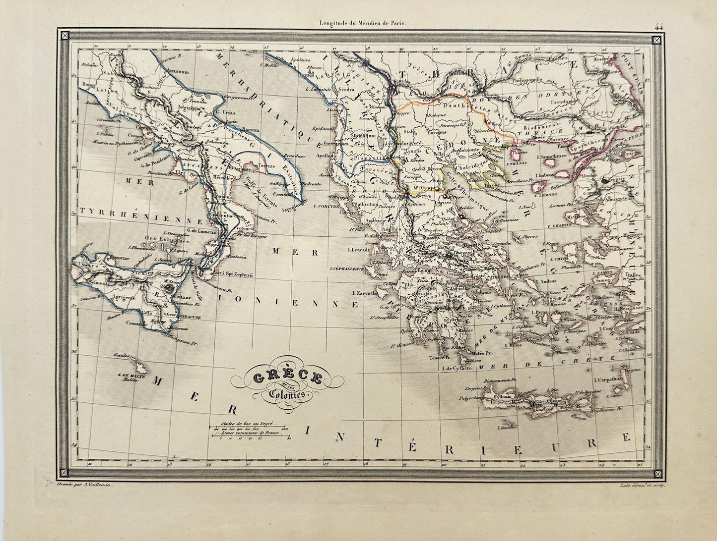 Original Antique Map - Felix Delamarche - Greece Colonies - Athens - G3