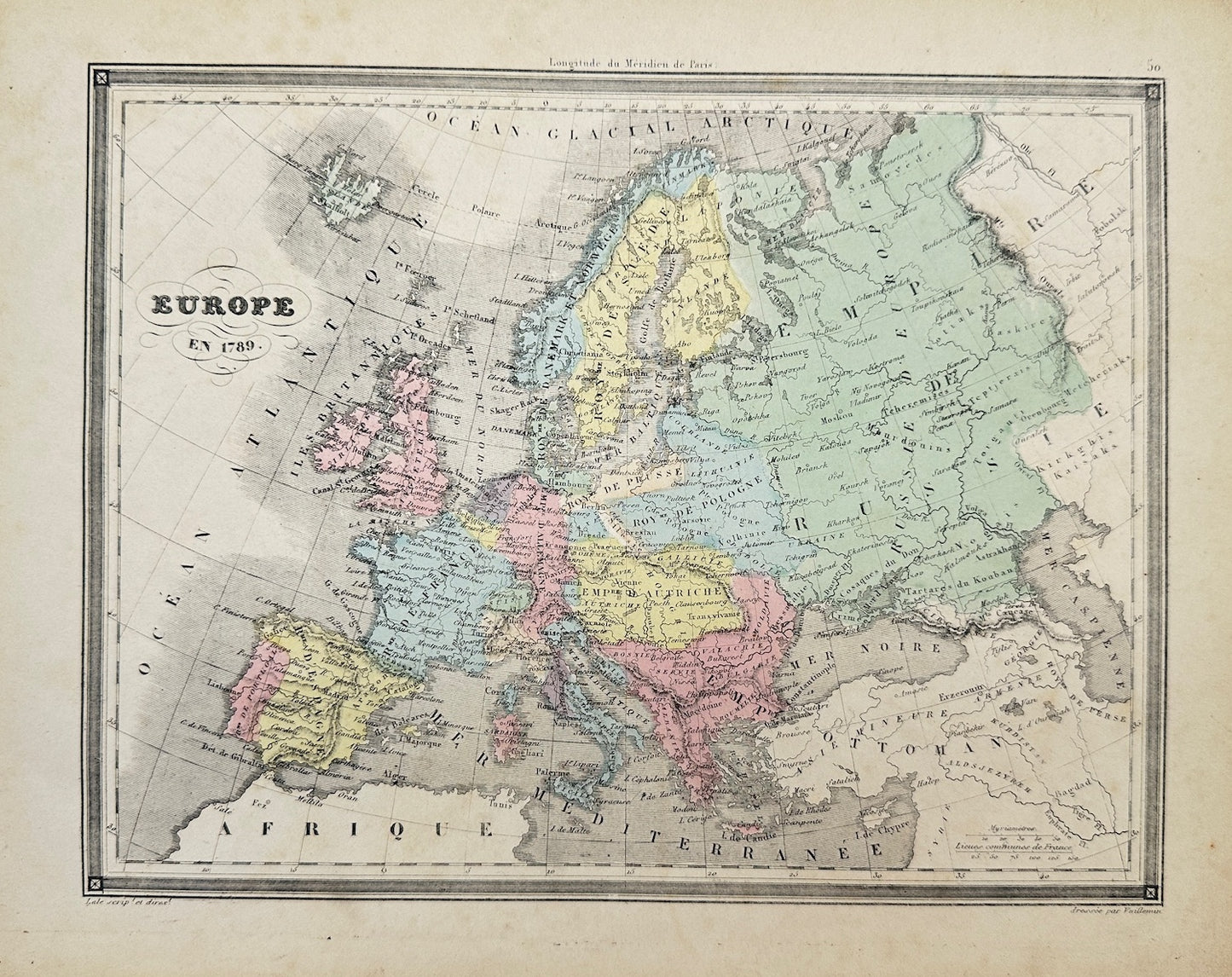 Original Antique Map - Felix Delamarche - Europe en 1789 - Atlantic Ocean - G3