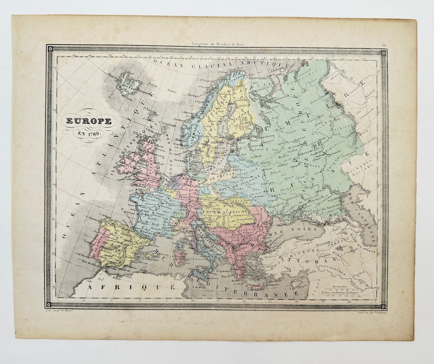 Original Antique Map - Felix Delamarche - Europe en 1789 - Atlantic Ocean - G3