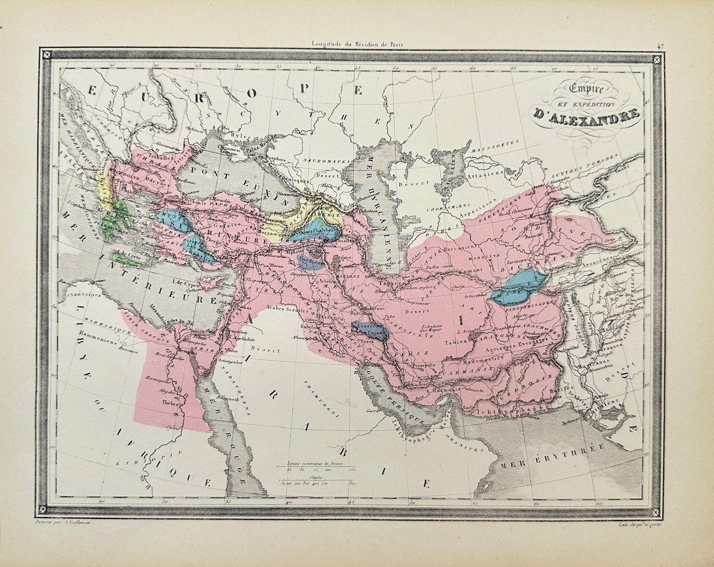 Antique Map - Felix Delamarche - Empire and Alexander's Expedition - G3