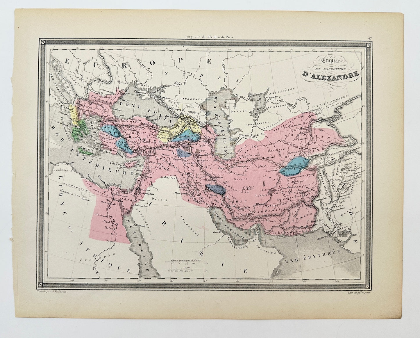 Antique Map - Felix Delamarche - Empire and Alexander's Expedition - G3