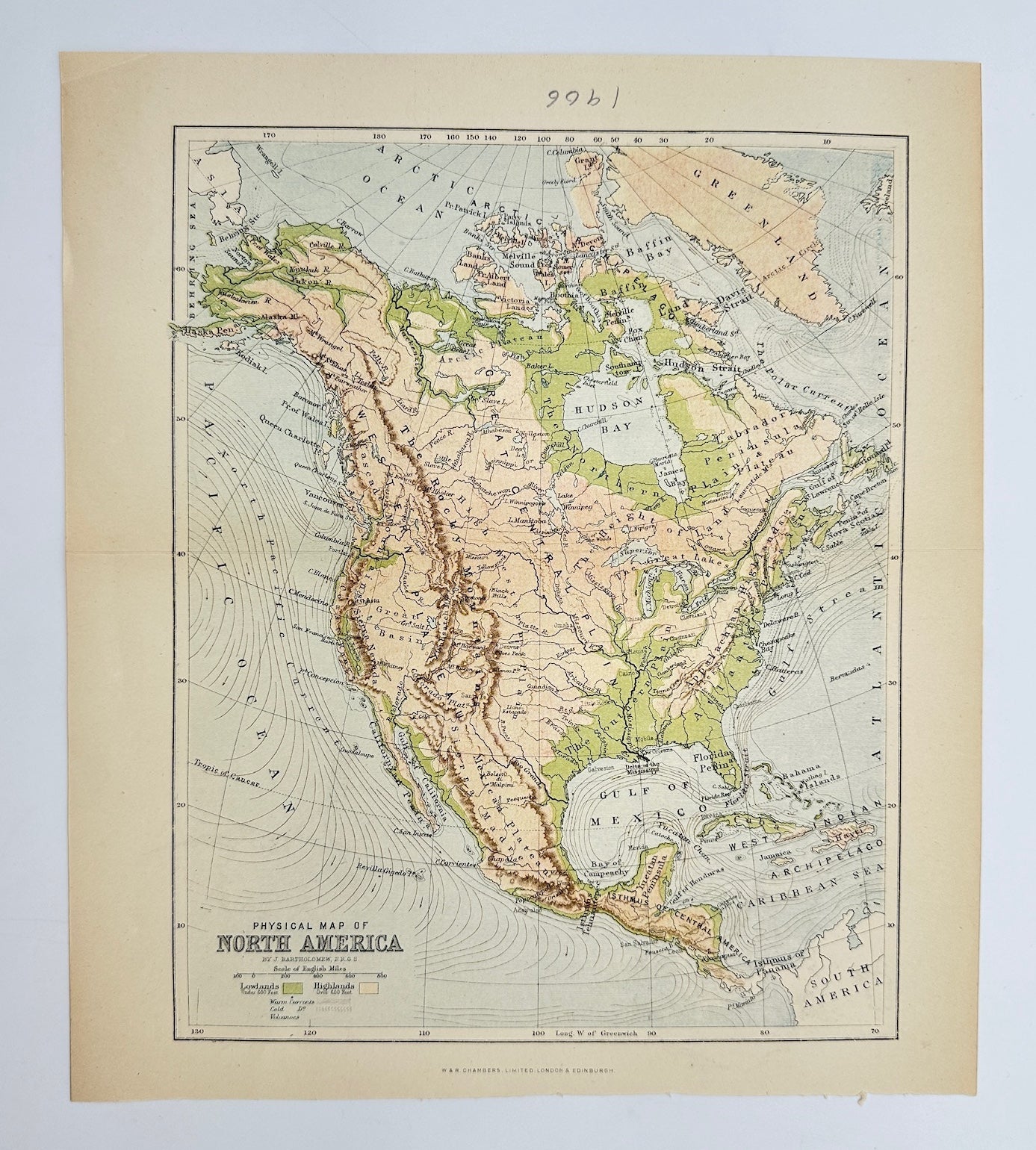 Antique Map - John Bartholomew - North America - Pacific Ocean - G3