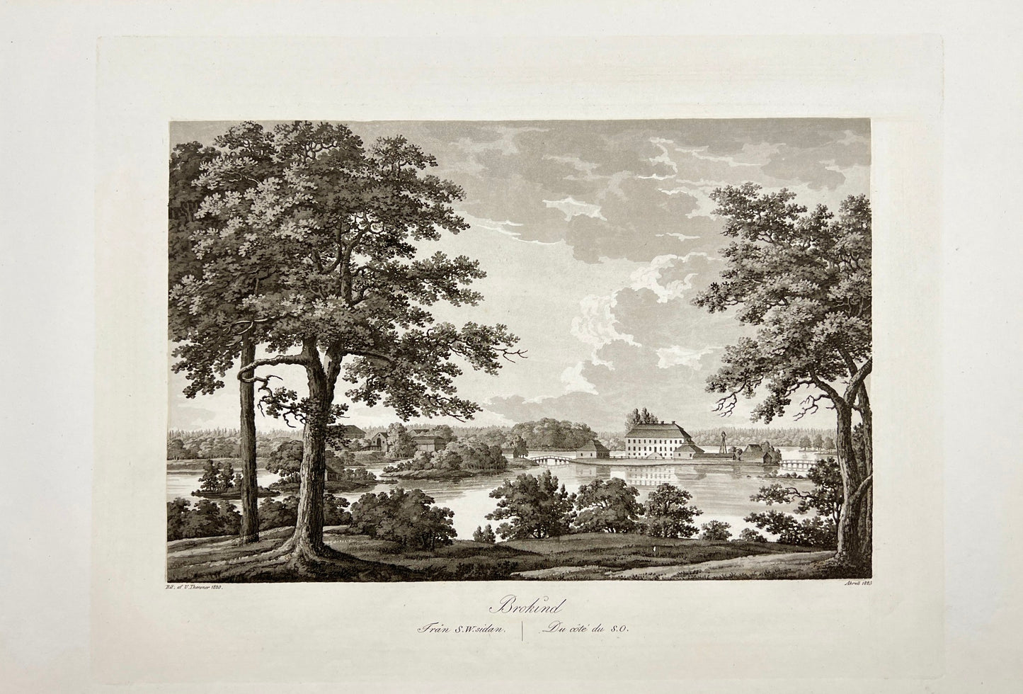 Original Antique Engraving - Ulrik Thersner - View of Brokind Castle - E3