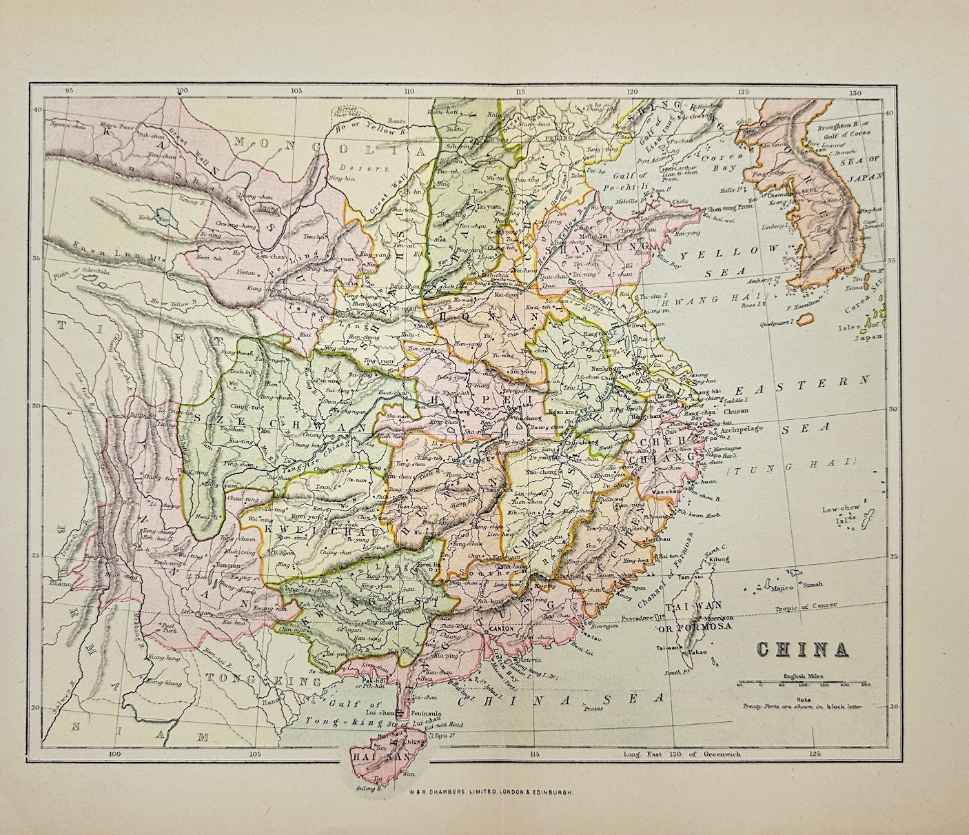 Original Antique Map - John Bartholomew - China - Beijing - China Sea - G3