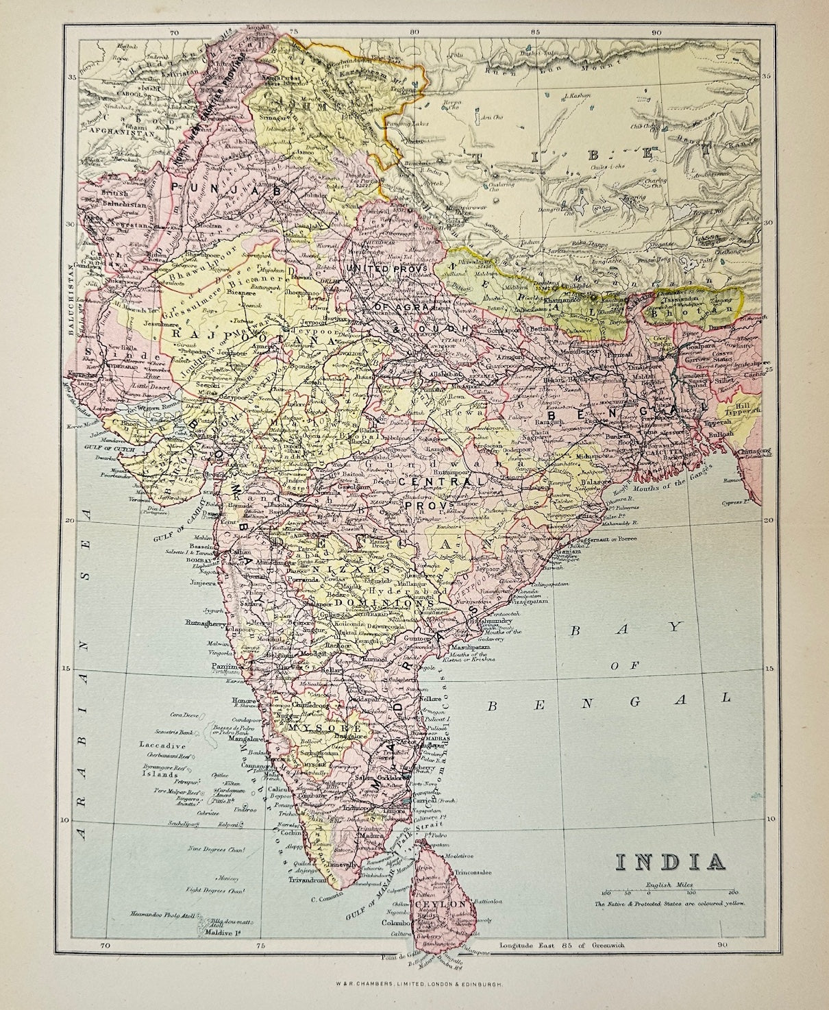 Original Antique Map - John Bartholomew - India - New Delhi - Asia - G3