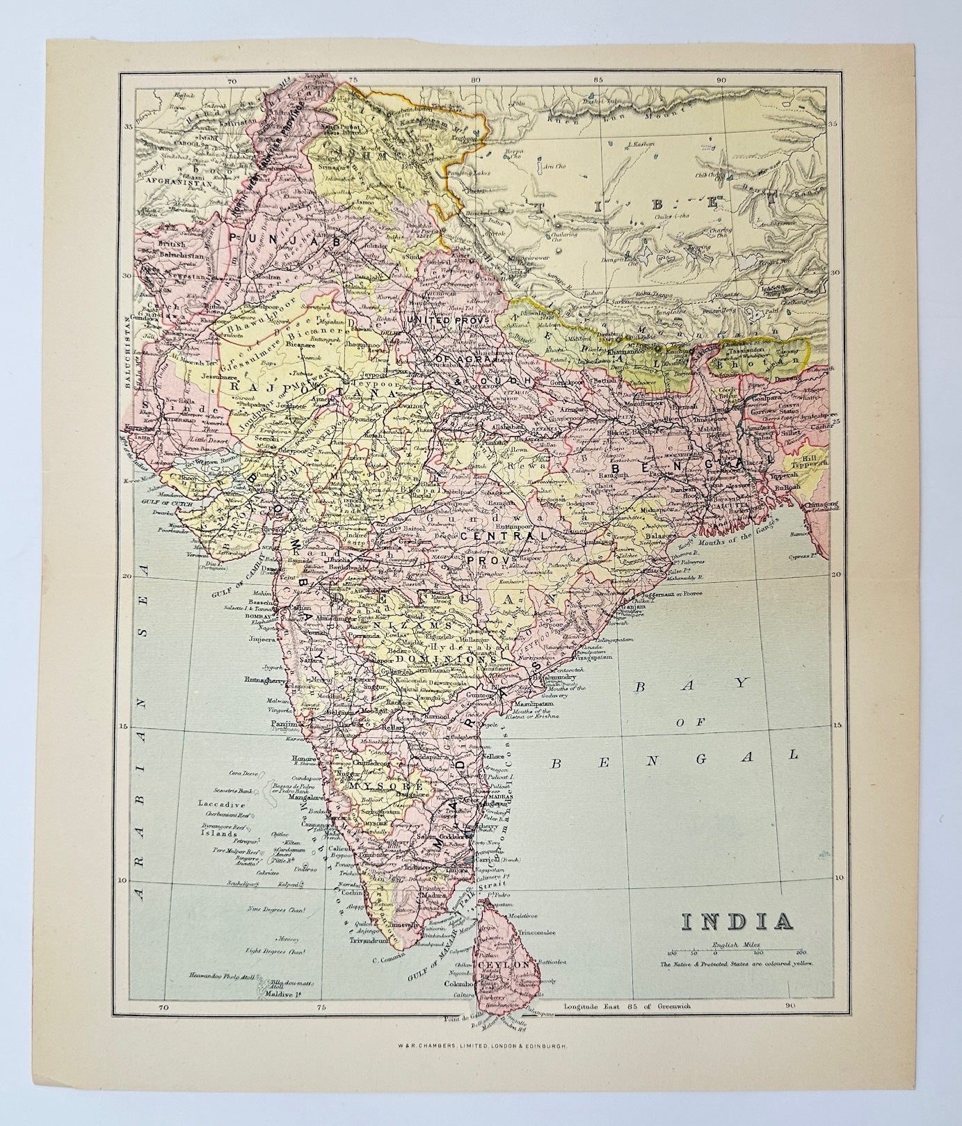 Original Antique Map - John Bartholomew - India - New Delhi - Asia - G3