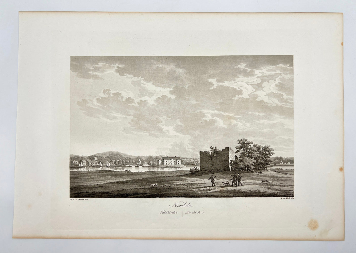 Original Antique Engraving - Ulrik Thersner - View of Norsholm in Sweden - E3