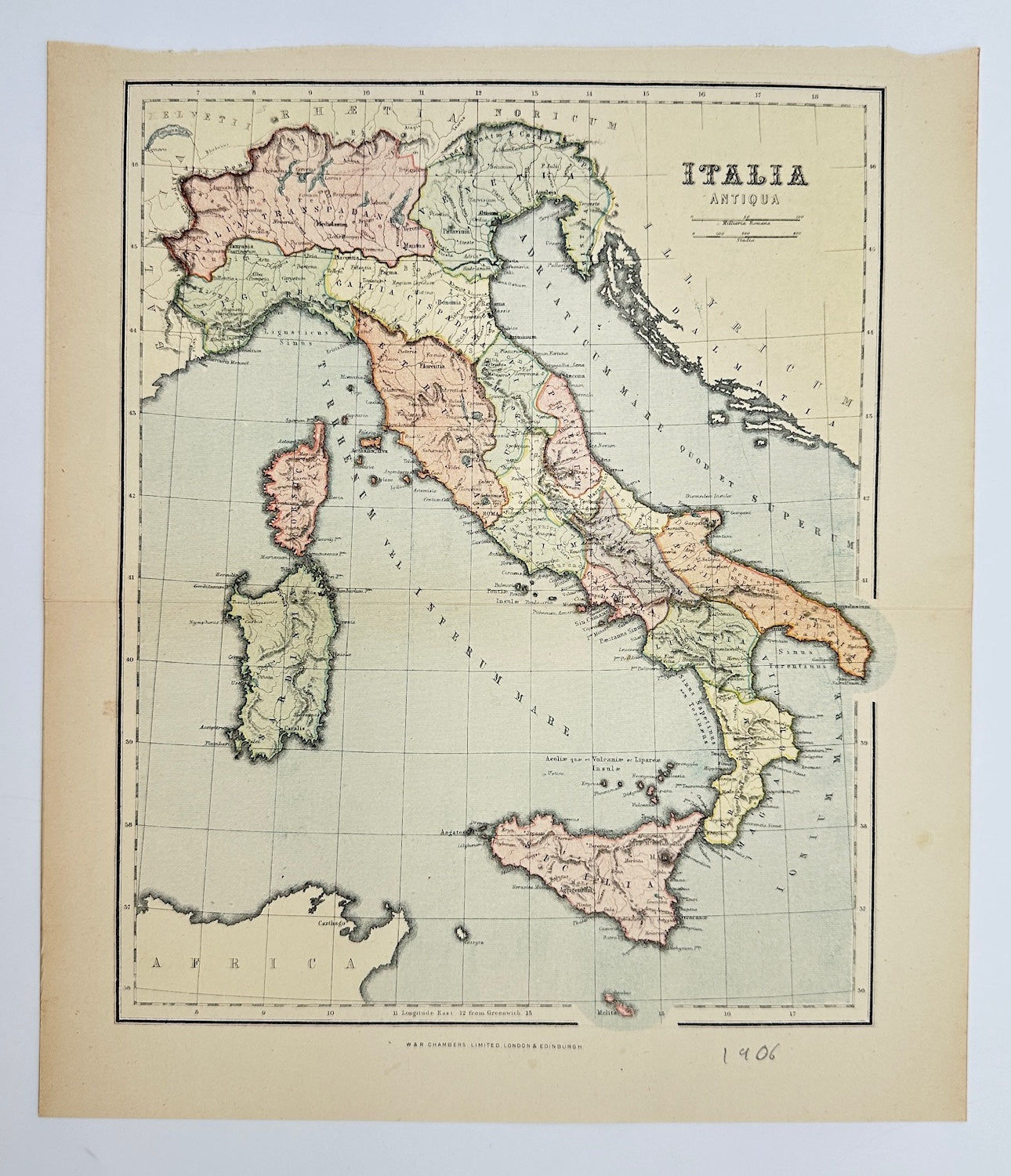 Original Antique Map - John Bartholomew - Italy - Tyrrhenian Sea - G3