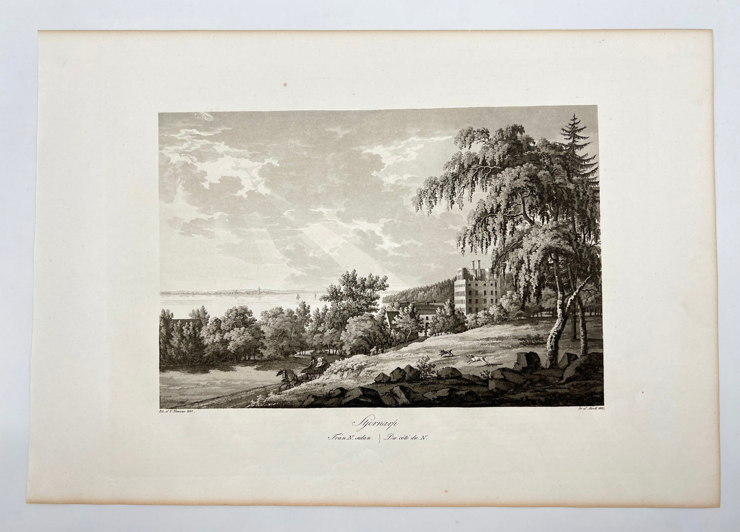 Antique Engraving - Ulrik Thersner - View of Stjarnarp's Estate in Sweden - E3