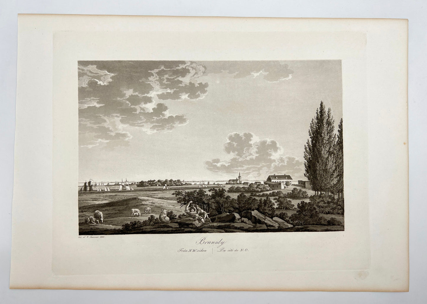 Original Antique Engraving - Ulrik Thersner - View of Brunnby in Sweden - E3