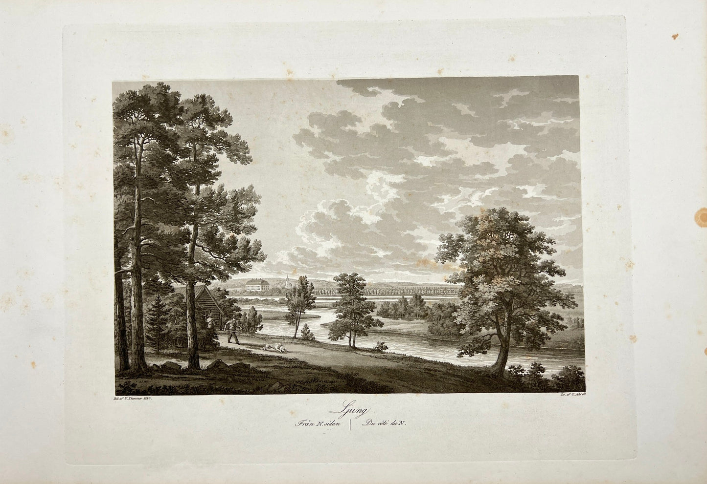 Original Antique Engraving - Ulrik Thersner - View of Ljung in Sweden - E3