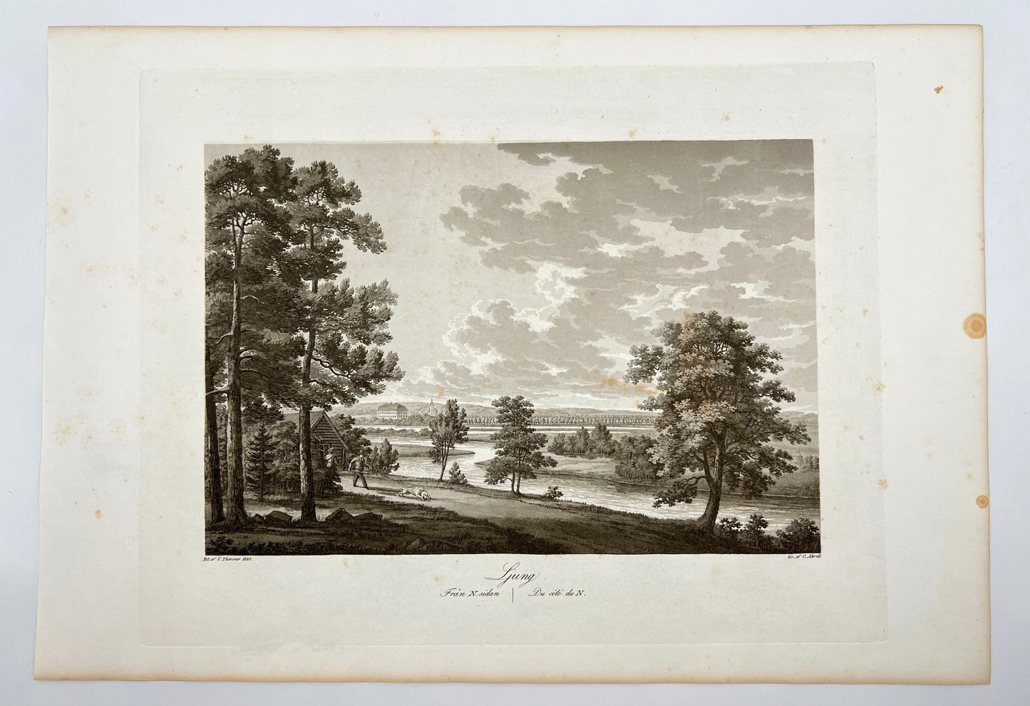 Original Antique Engraving - Ulrik Thersner - View of Ljung in Sweden - E3