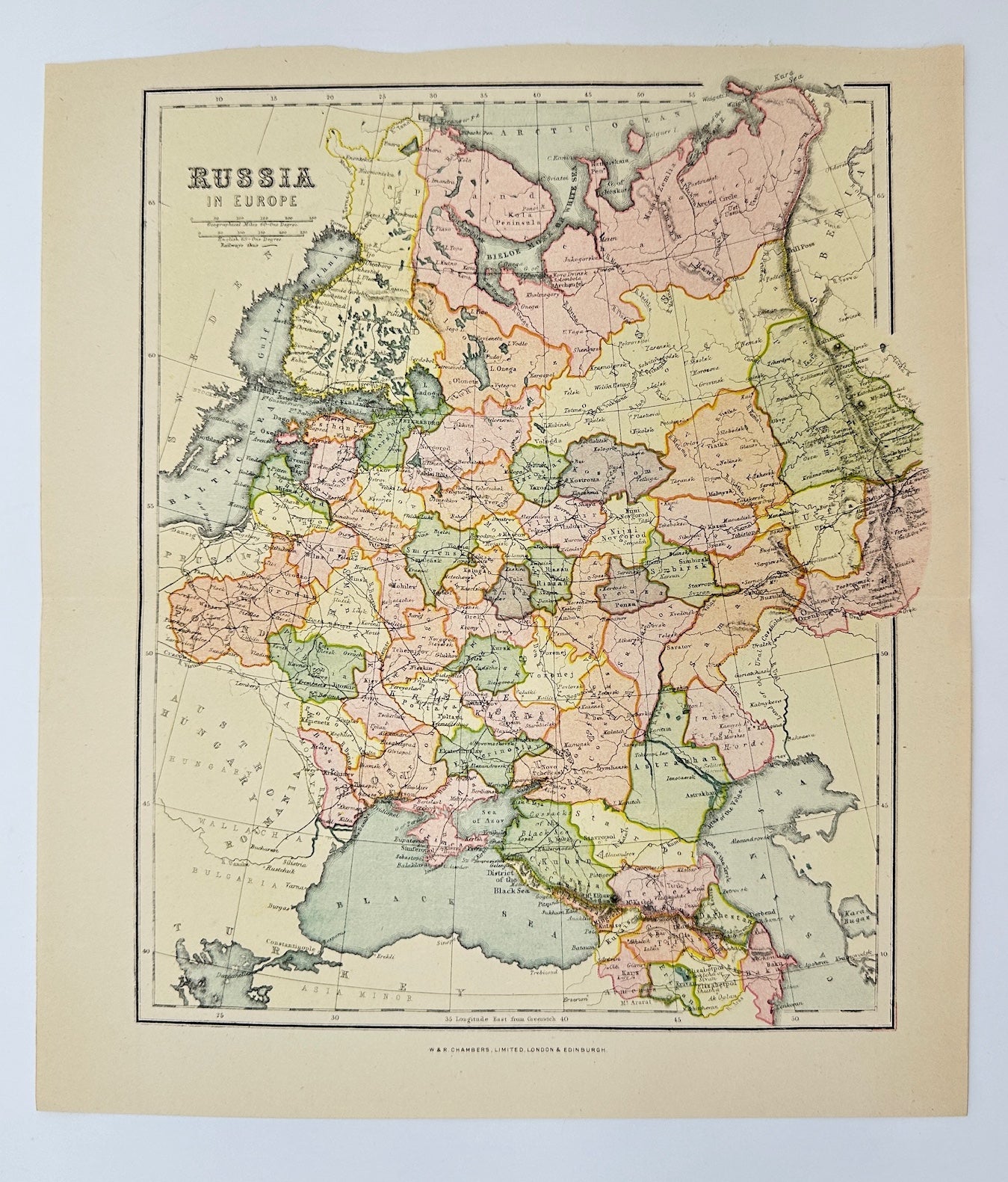 Original Antique Map - John Bartholomew - Russia in Europe - Moscow - G3