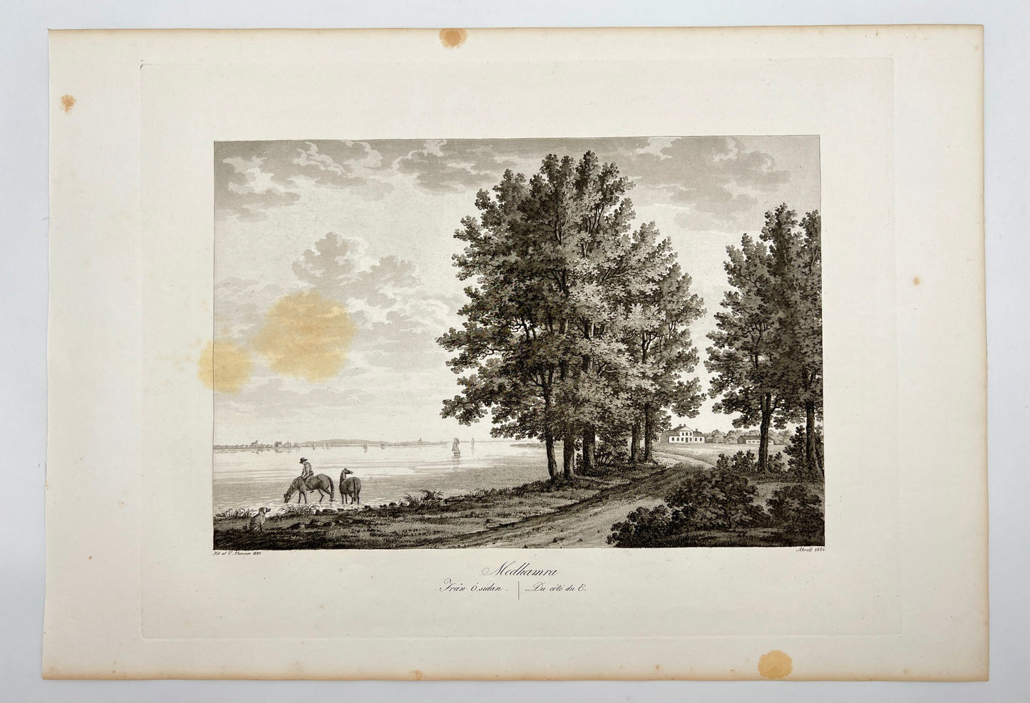 Original Antique Engraving - Ulrik Thersner - View of Medhamra in Sweden - E3