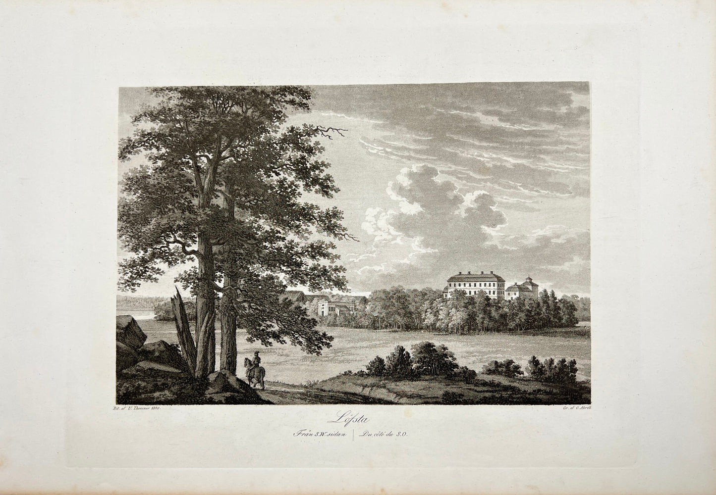 Antique Engraving - Ulrik Thersner - View of Finspang Castle in Sweden - E3