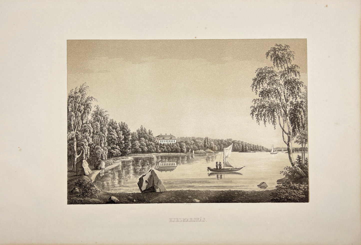 Antique Engraving - Ulrik Thersner - View of Hjalmarsnas Mansion in Sweden - E3