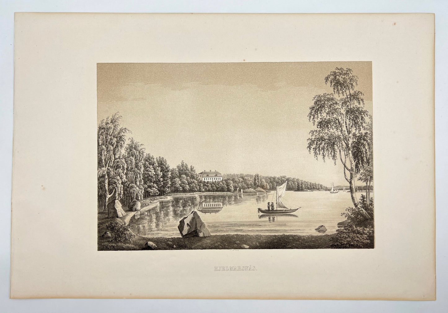 Antique Engraving - Ulrik Thersner - View of Hjalmarsnas Mansion in Sweden - E3