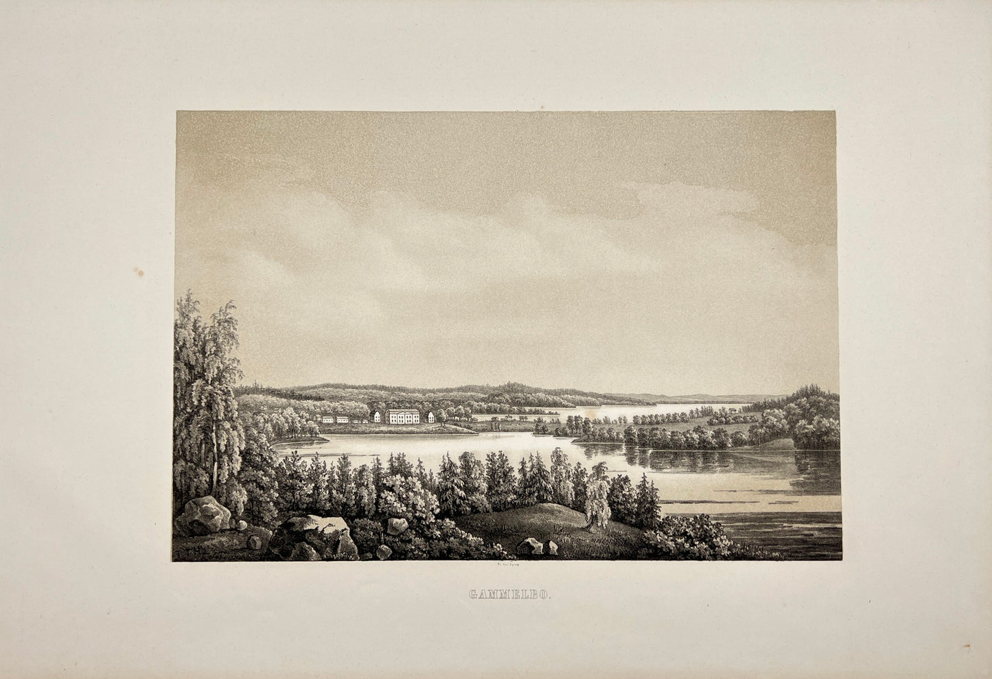 Original Antique Engraving - Ulrik Thersner - View of Gammelbo in Sweden - E3