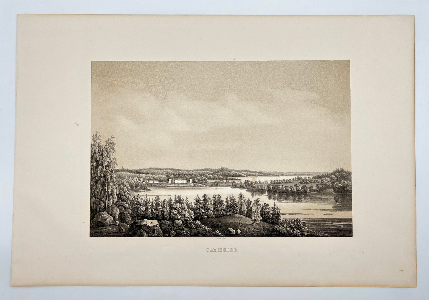 Original Antique Engraving - Ulrik Thersner - View of Gammelbo in Sweden - E3