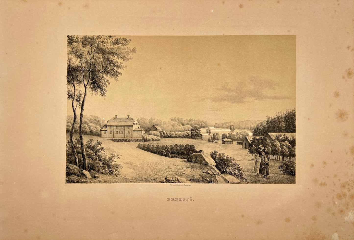 Original Antique Engraving - Ulrik Thersner - View of Bredsjo in Sweden - E3