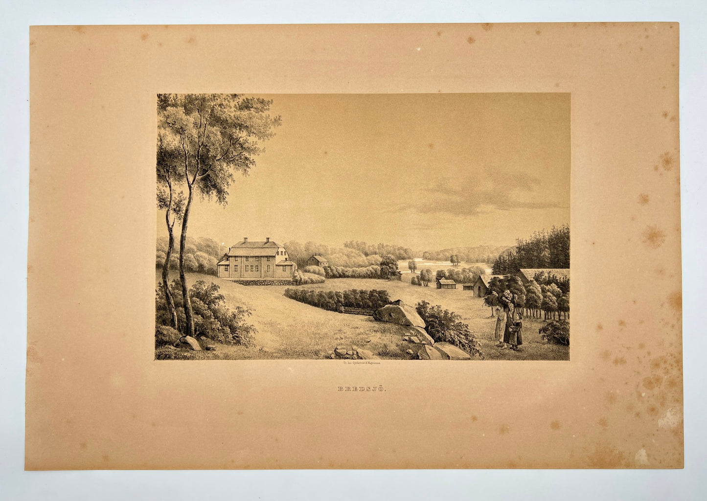 Original Antique Engraving - Ulrik Thersner - View of Bredsjo in Sweden - E3