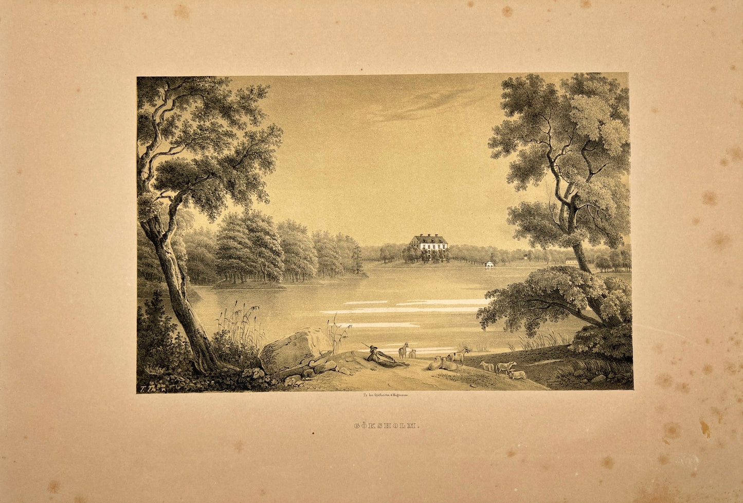 Antique Engraving - Ulrik Thersner - View of Goksholm Castle in Sweden - E3