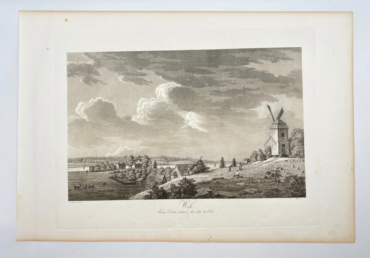 Antique Engraving - Ulrik Thersner - View of Viks Castle in Sweden - E3