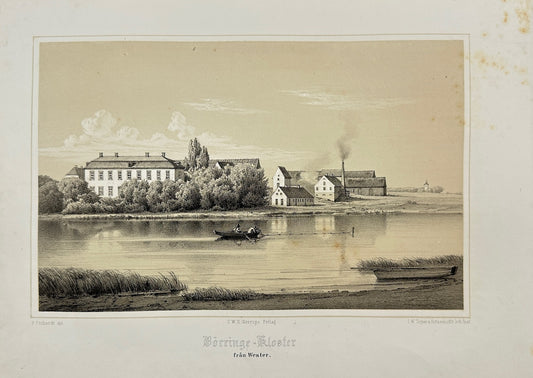 Original Antique Print - Ferdinand Richardt - Börringe-Kloster from Wester - F3