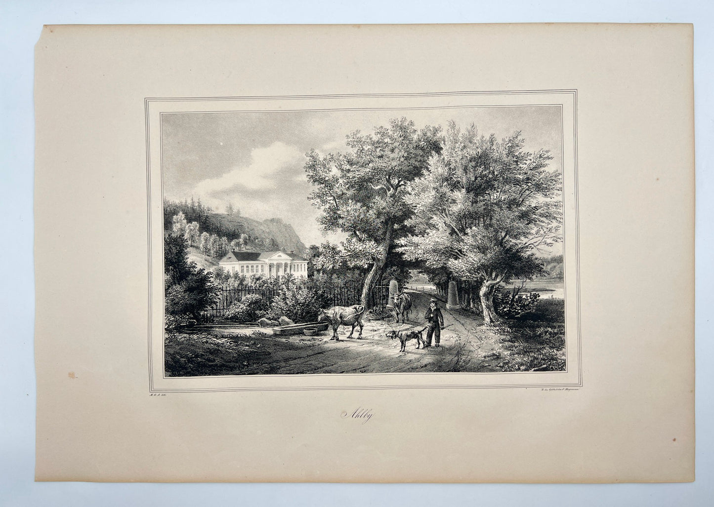 Antique Engraving - Ulrik Thersner - View of Ahlby Sateri in Sweden - E3