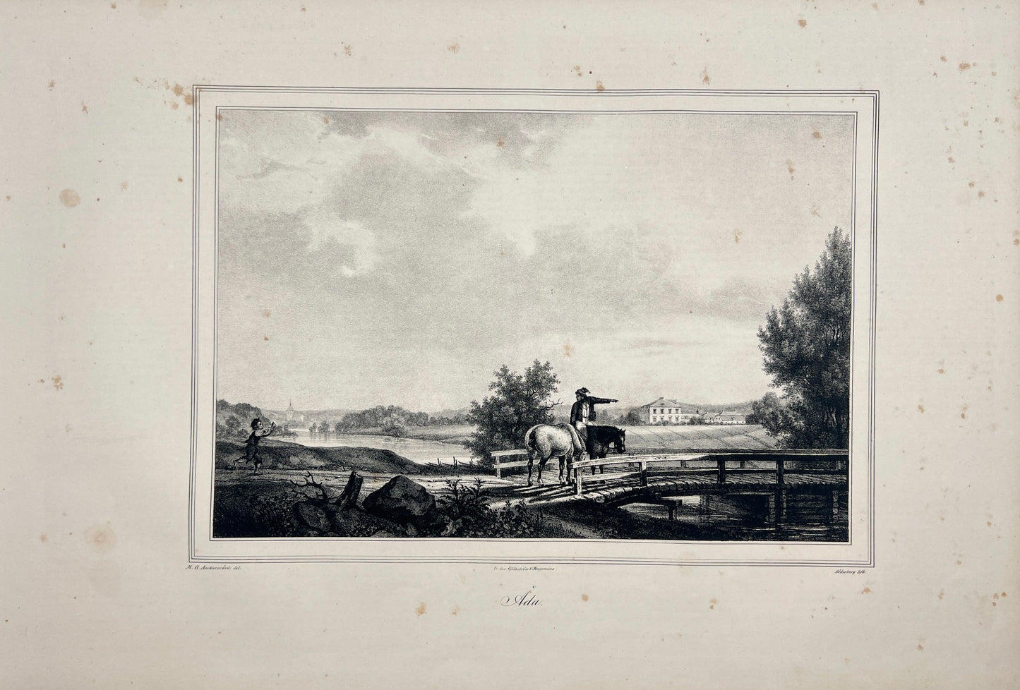 Original Antique Engraving - Ulrik Thersner - View of Ada in Sweden - E3