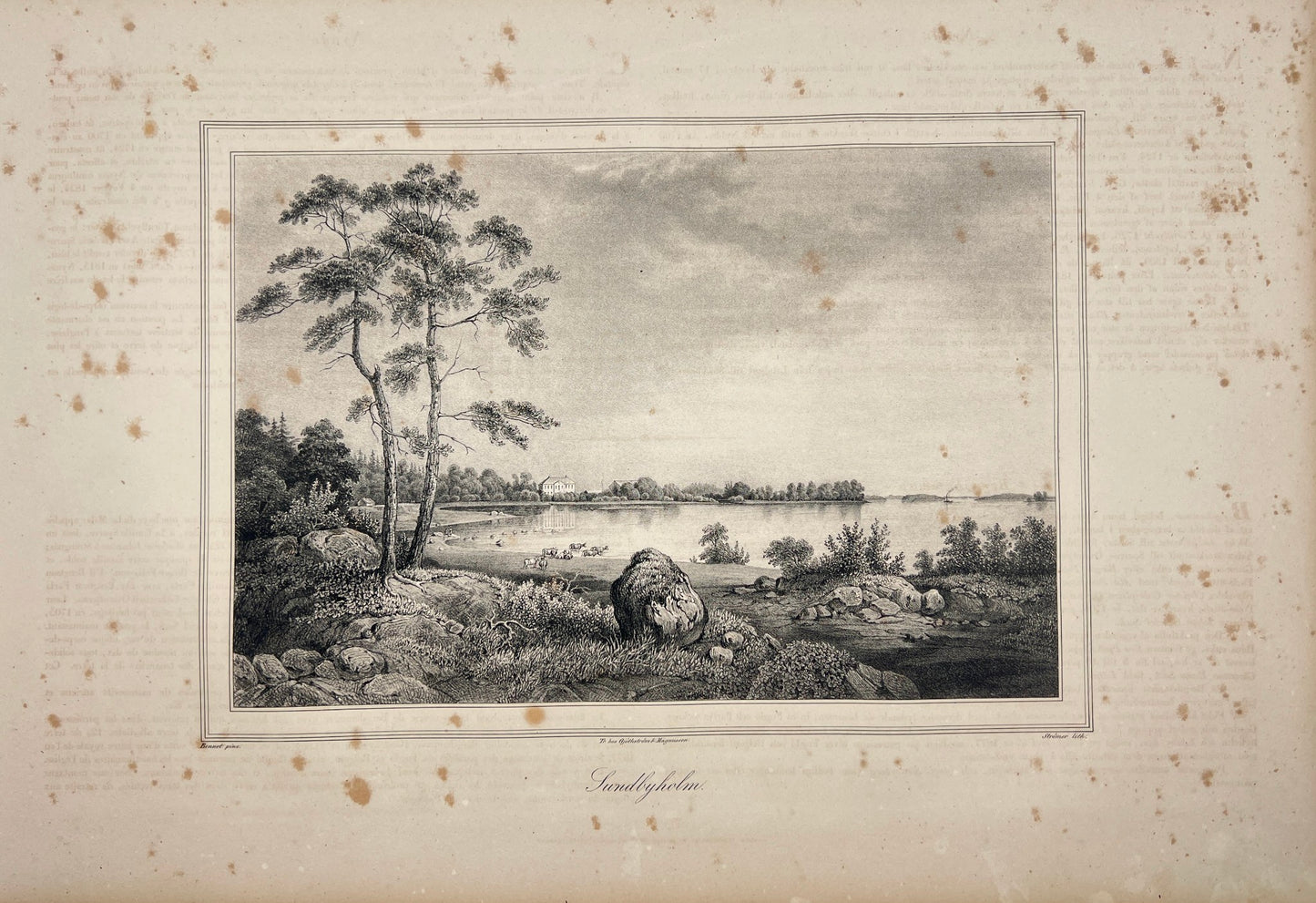 Antique Engraving - Ulrik Thersner - View of Sundbyholm Castle in Sweden - E3