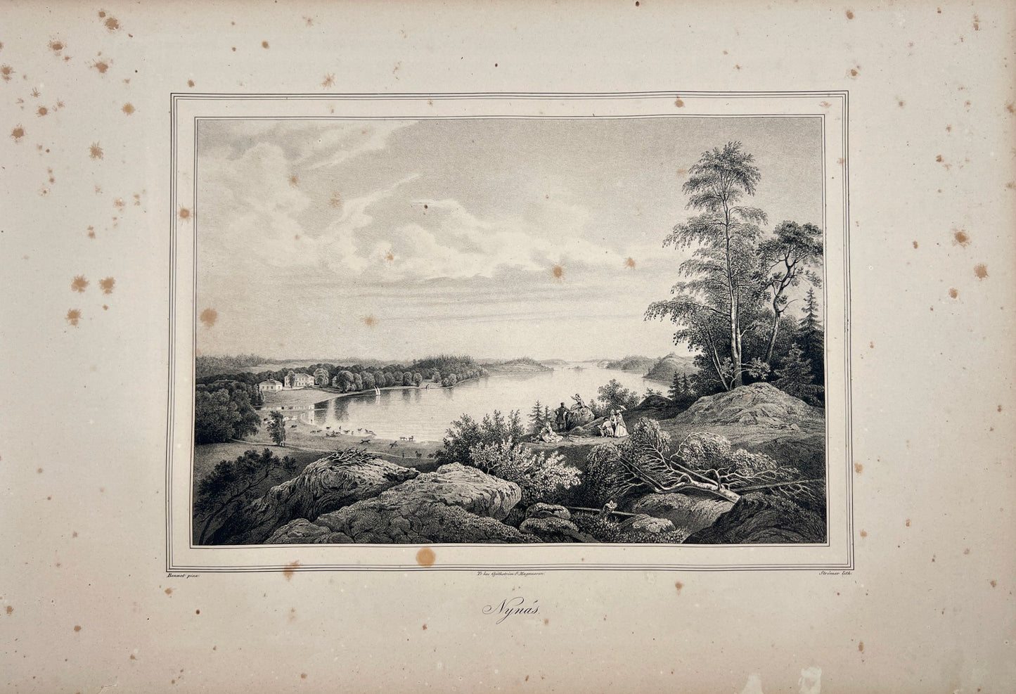 Original Antique Engraving - Ulrik Thersner - View of Nynas in Sweden - E3