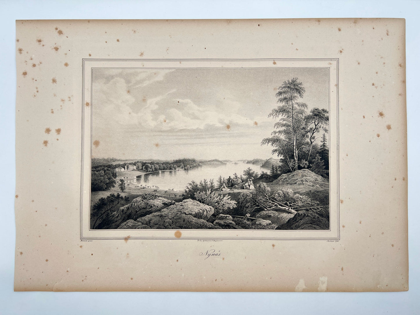 Original Antique Engraving - Ulrik Thersner - View of Nynas in Sweden - E3