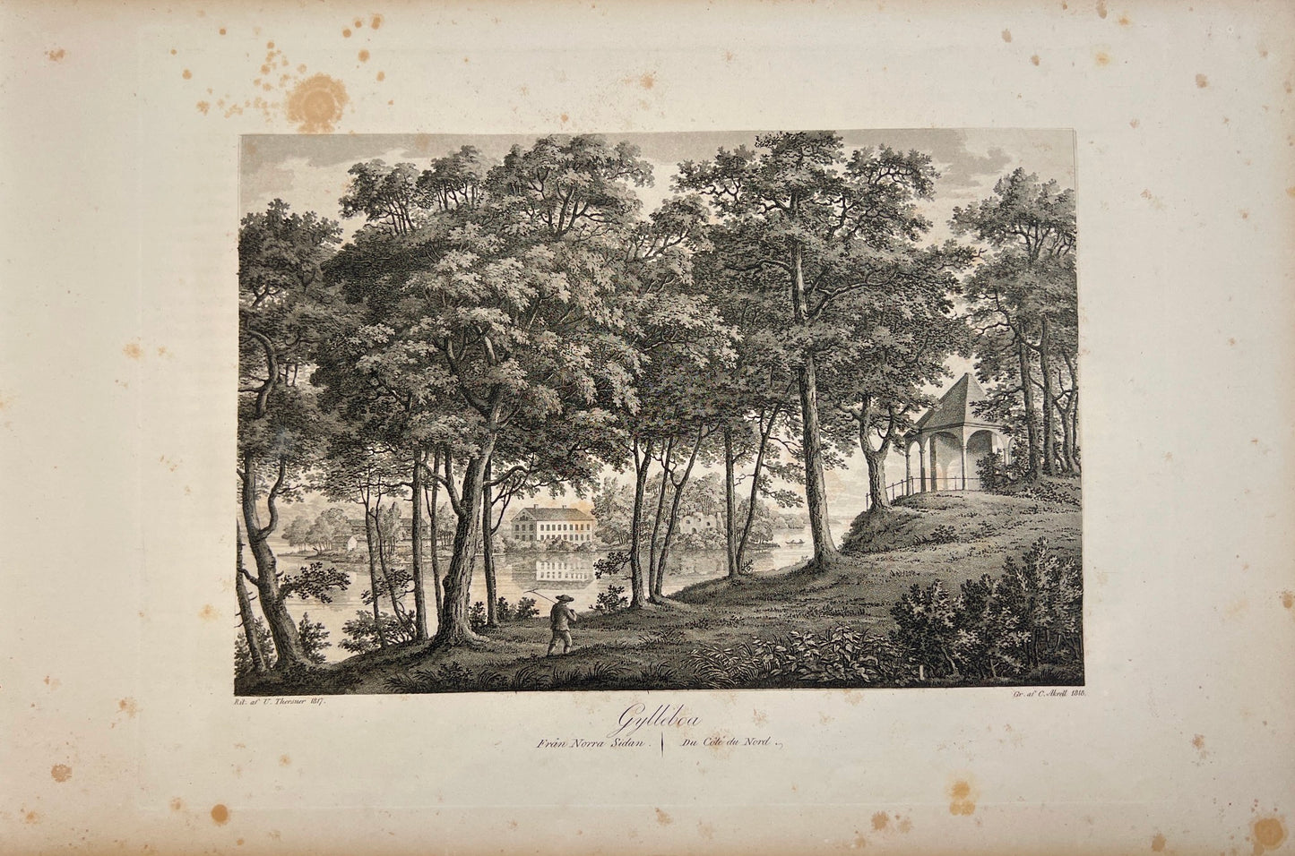 Original Antique Engraving - Ulrik Thersner - View of Gyllebo in Sweden - E3