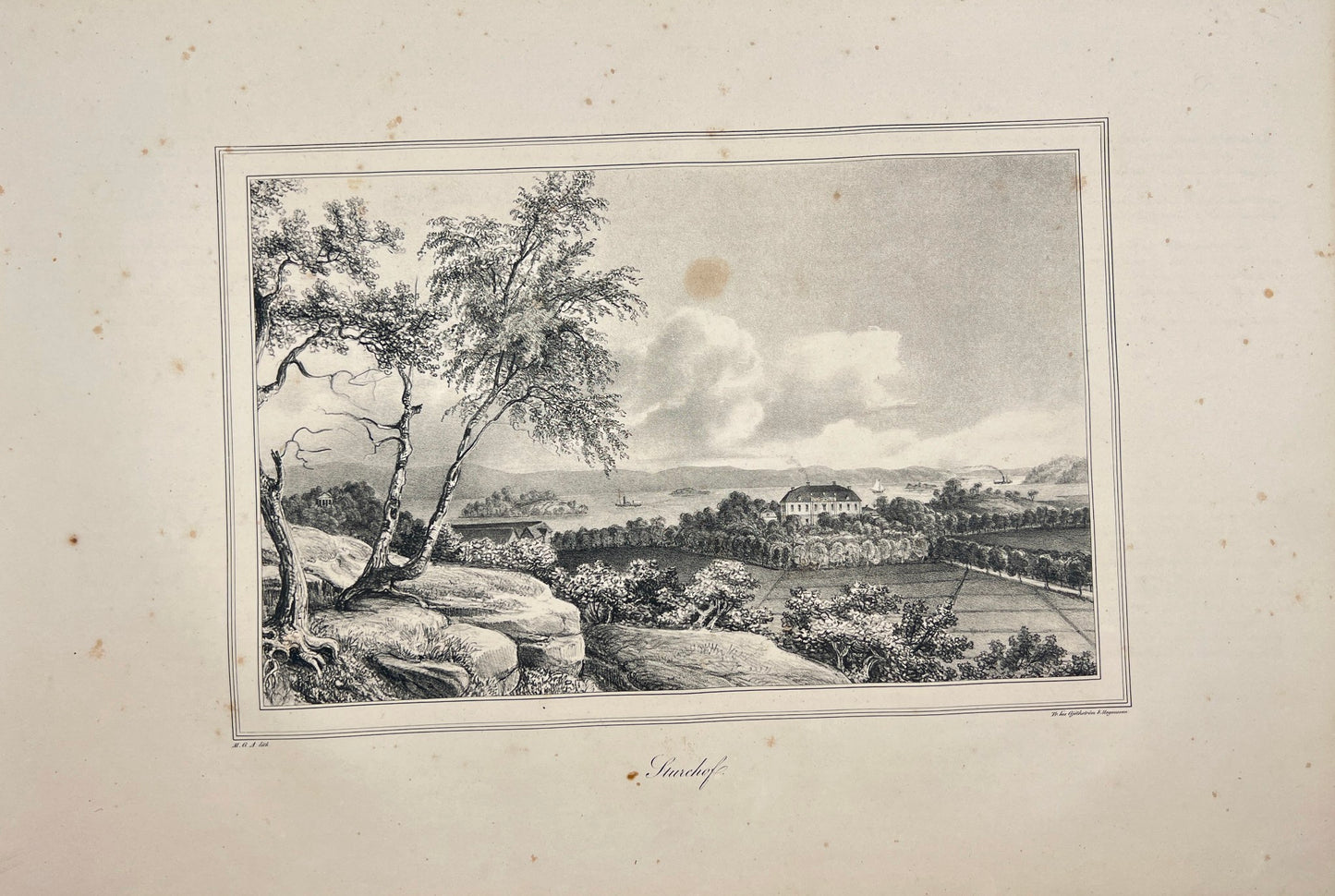 Antique Engraving - Ulrik Thersner - View of Sturehov Manor in Sweden - E3