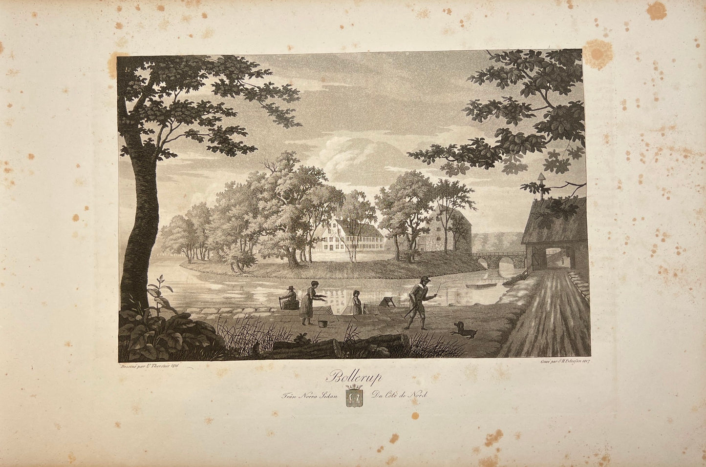 Antique Engraving - Ulrik Thersner - View of Bollerup's Parish in Sweden - E3