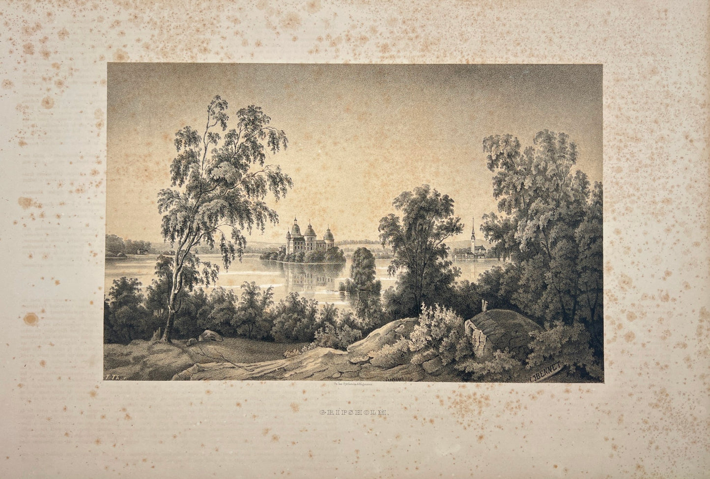 Antique Engraving - Ulrik Thersner - View of Ebbels Castle in Sweden - E3