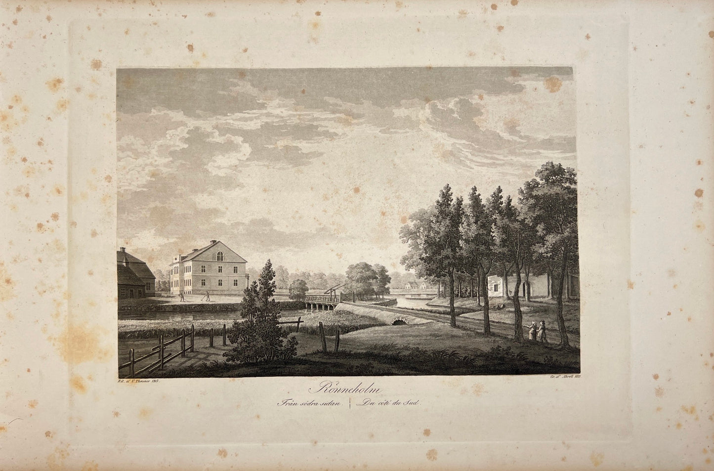 Antique Engraving - Ulrik Thersner - View of Ronneholm Castle in Sweden - E3