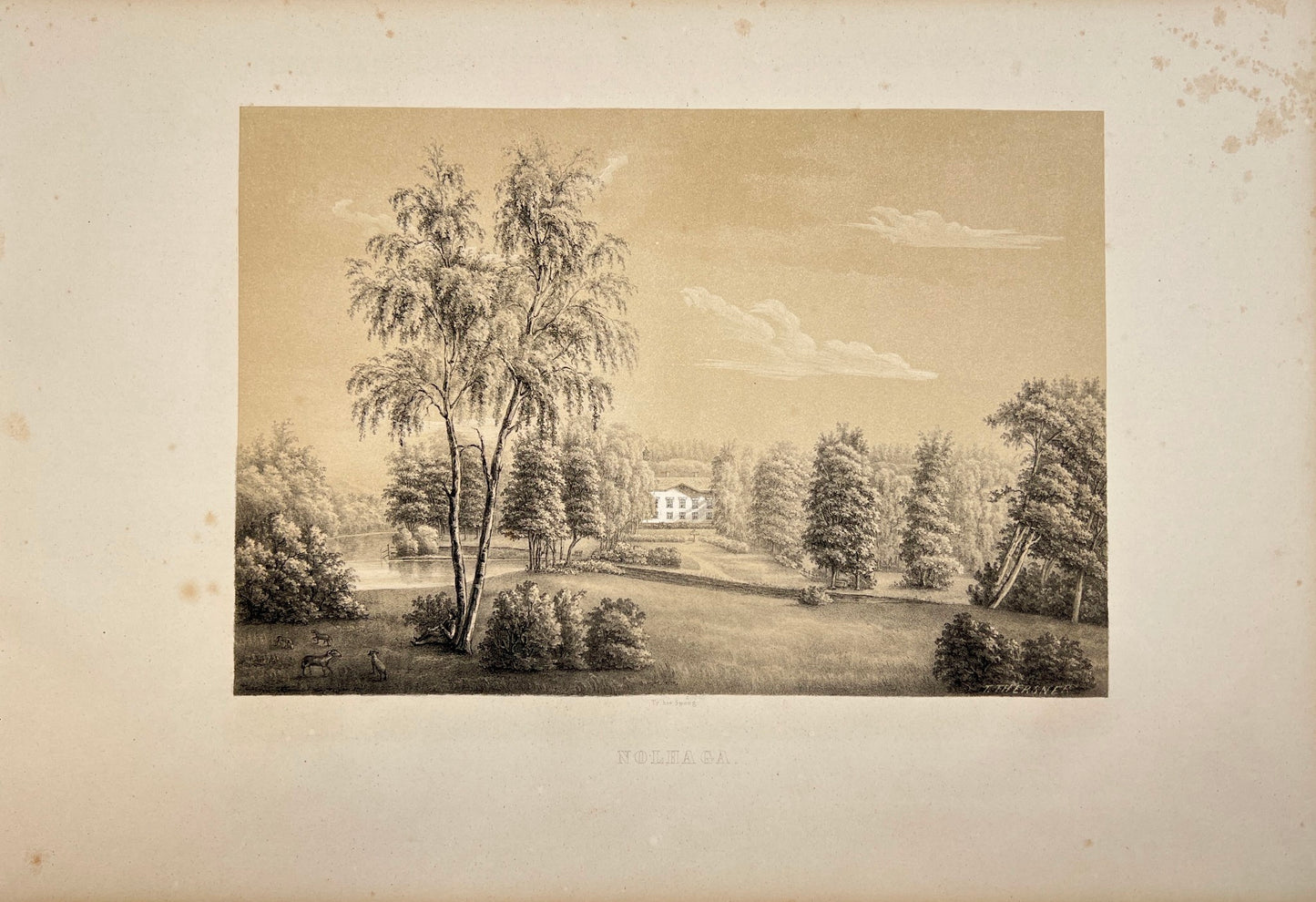 Antique Engraving - Ulrik Thersner - View of Ed's Gård in Bor in Sweden - E3