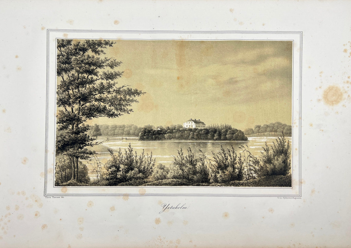 Original Antique Engraving - Ulrik Thersner - View with the Yxtaholm Castle - E3