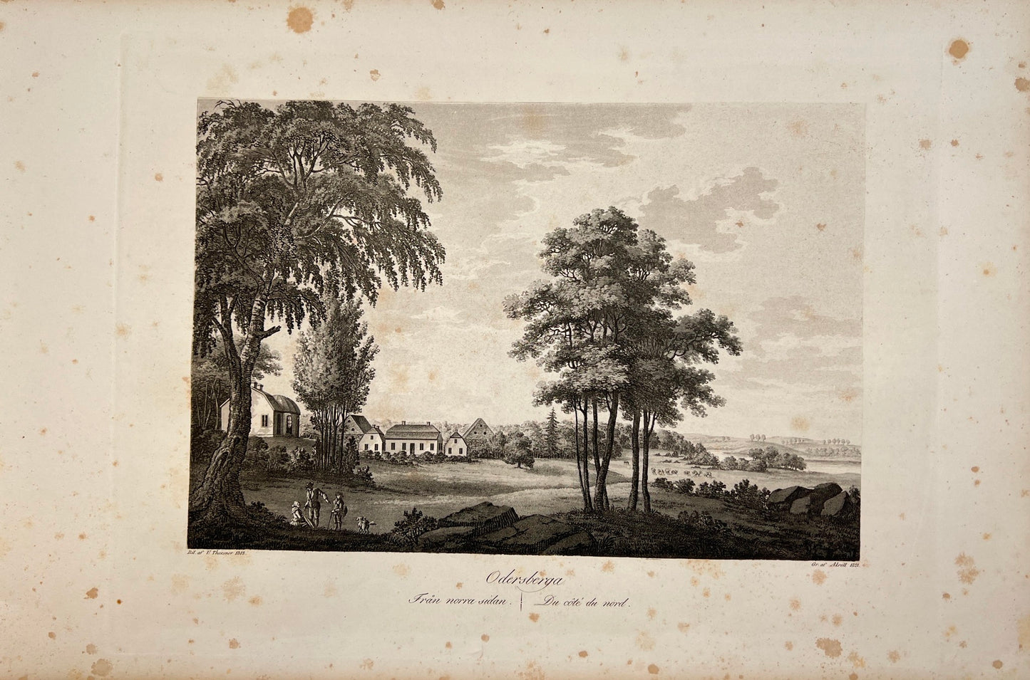 Antique Engraving - Ulrik Thersner - View of Oderbergha Slott in Sweden - E3