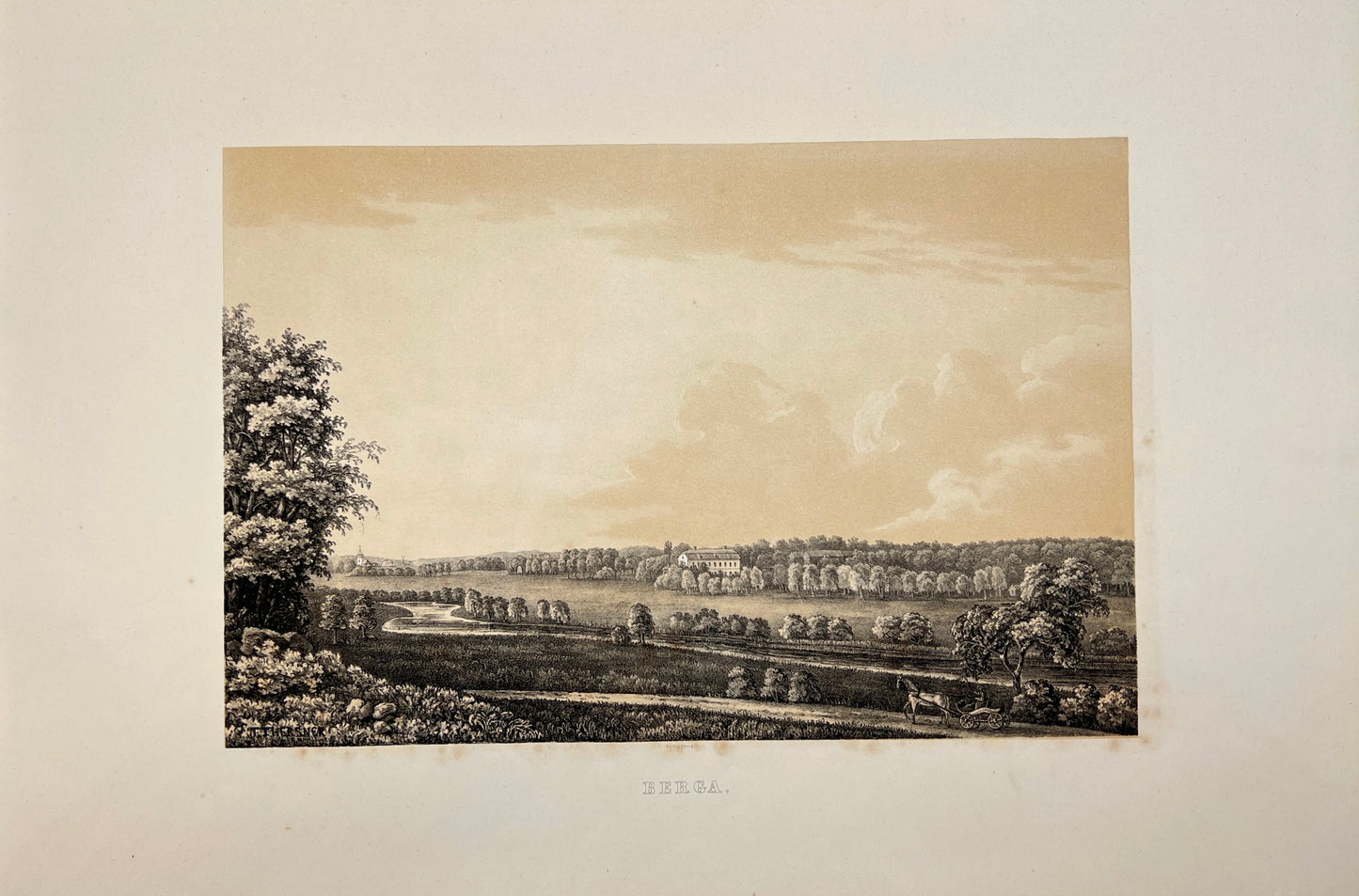 Original Antique Engraving - Ulrik Thersner - View of Berga in Sweden - E3