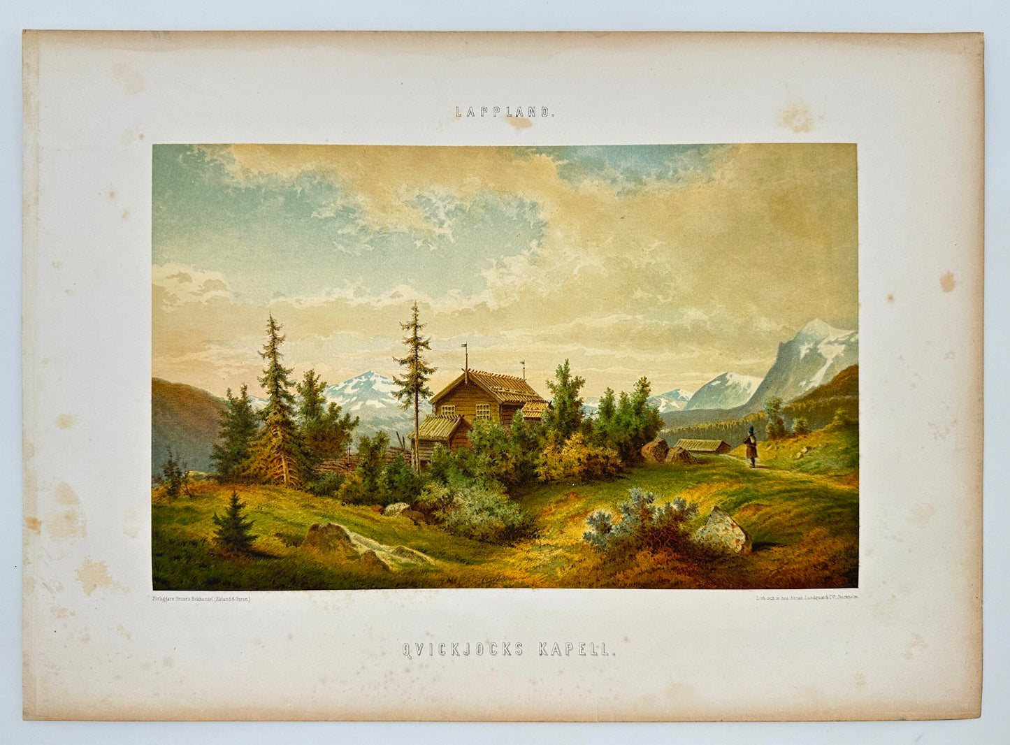 Old Chromolithograph - View of Kvikkjokk Church - Lapland - Carl Pettersson - E2