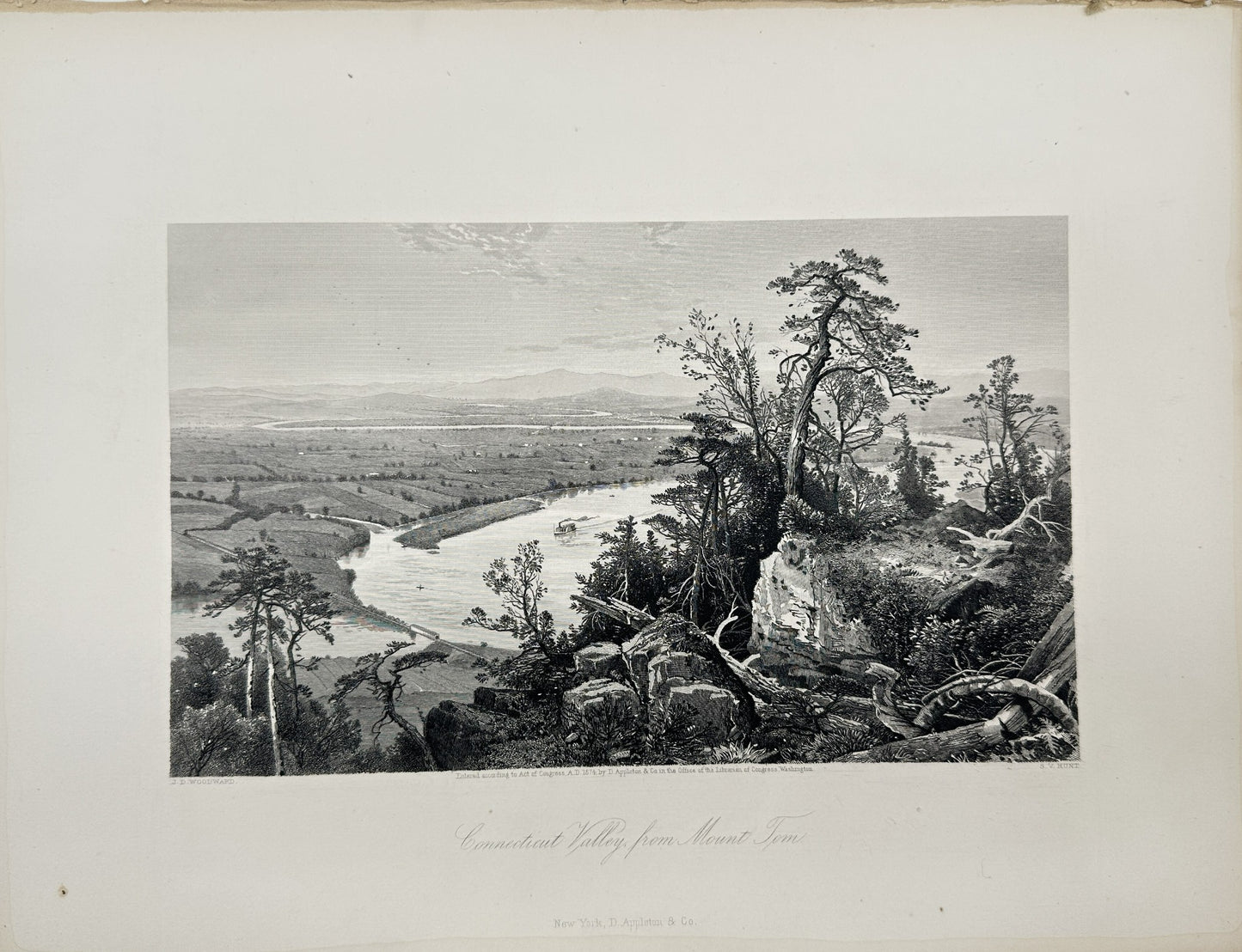 Antique Engraving - William Bryant - Connecticut Valley From Mount Tom - F5